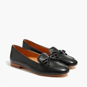 J. Crew Black Leather Bow Loafers for Women